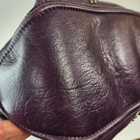 Francisco biasia purple cow leather satchel studded euc - Picture 3 of 10